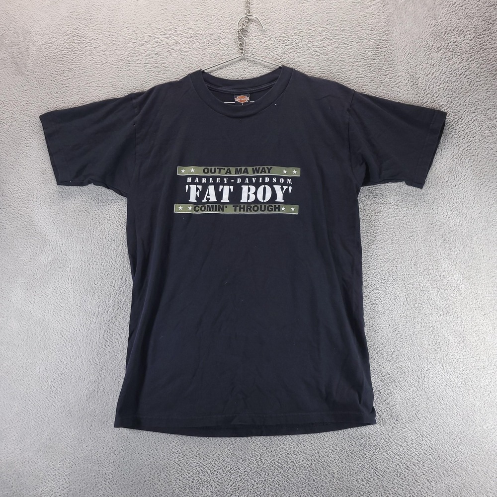 Harley-Davidson T-Shirt Mens L Black Fat Boy Ozark Lebanon Military Graphic USA